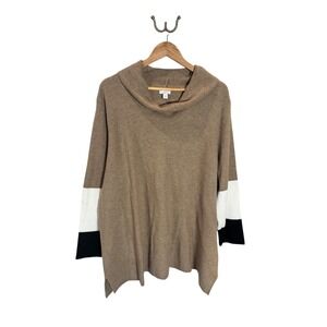 J.Jill Women's 3X Cowl Neck Color Block Long Sleeve Knit Sweater Top